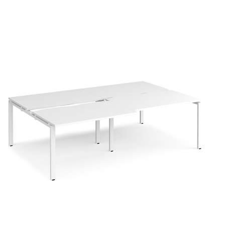 Adapt sliding top double back to back desks 2400mm x 1600mm - white frame, white top