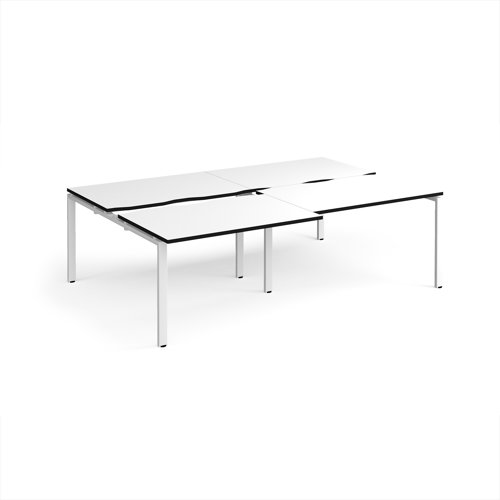Adapt sliding top double back to back desks 2400mm x 1600mm - white frame, white top, black edge