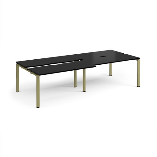 Adapt sliding top double back to back desks 2800mm x 1200mm - green frame, black top