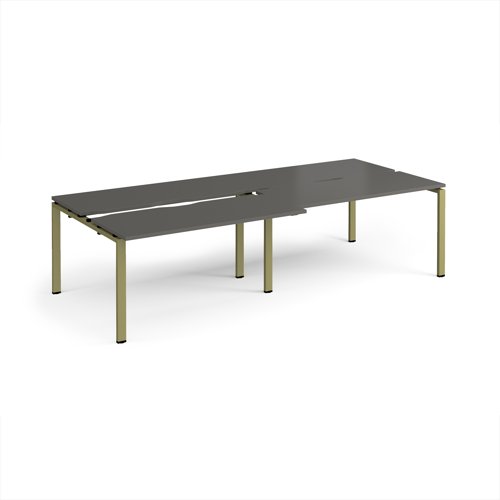 Adapt sliding top double back to back desks 2800mm x 1200mm - green frame, storm grey top