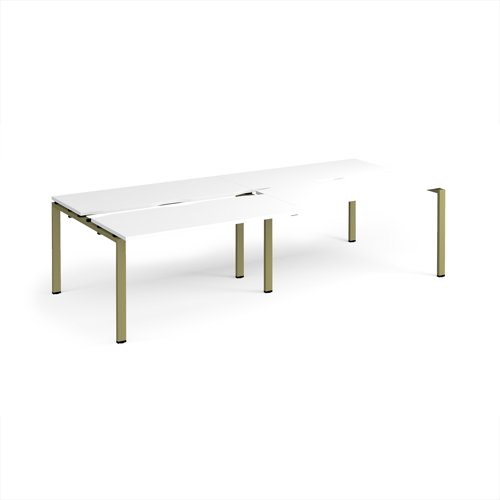 Adapt sliding top double back to back desks 2800mm x 1200mm - green frame, white top