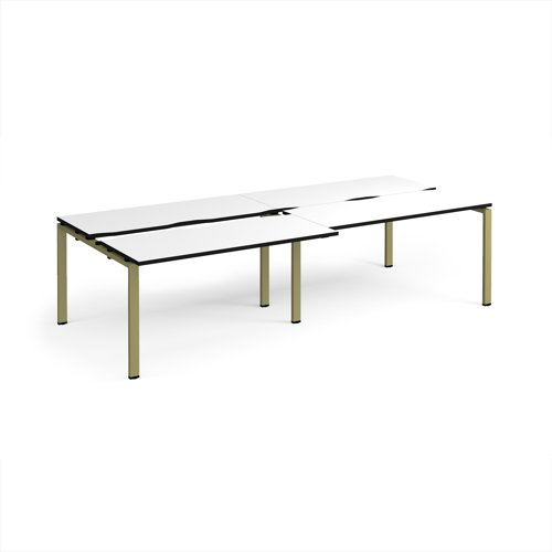 Adapt sliding top double back to back desks 2800mm x 1200mm - green frame, white top, black edge