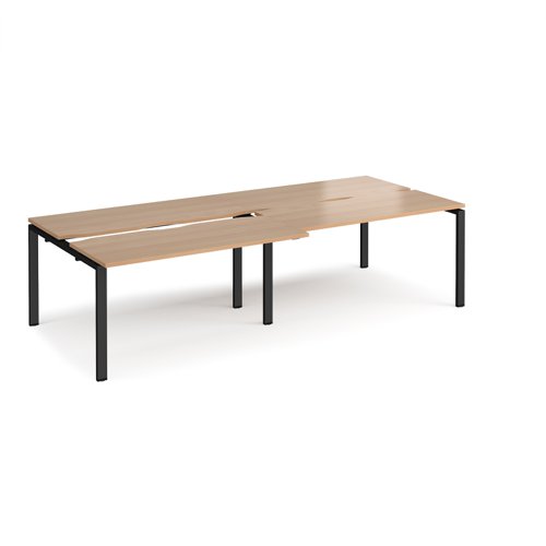 Adapt sliding top double back to back desks 2800mm x 1200mm - black frame, beech top