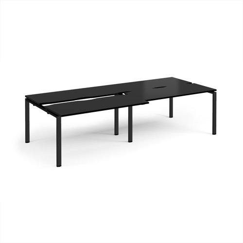 Adapt sliding top double back to back desks 2800mm x 1200mm - black frame, black top