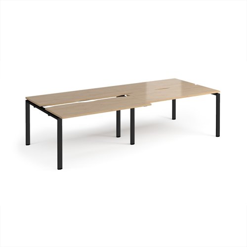 Adapt sliding top double back to back desks 2800mm x 1200mm - black frame, kendal oak top