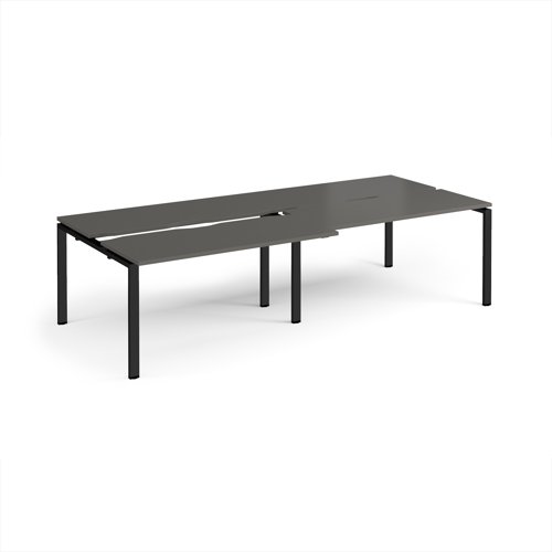 Adapt sliding top double back to back desks 2800mm x 1200mm - black frame, storm grey top
