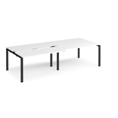 Adapt sliding top double back to back desks 2800mm x 1200mm - black frame, white top