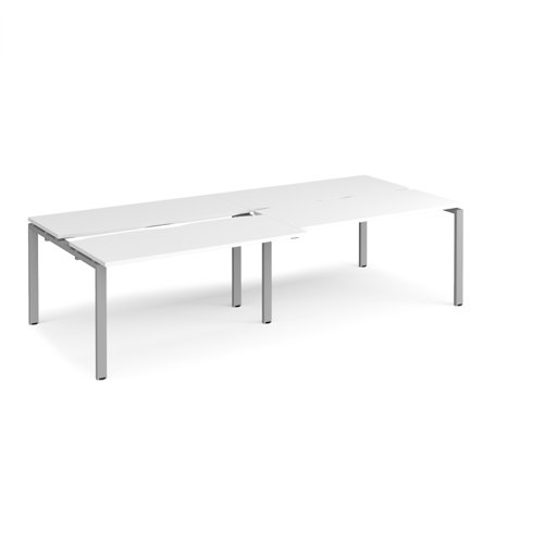 Adapt sliding top double back to back desks 2800mm x 1200mm - silver frame, white top