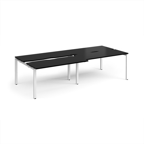 Adapt sliding top double back to back desks 2800mm x 1200mm - white frame, black top