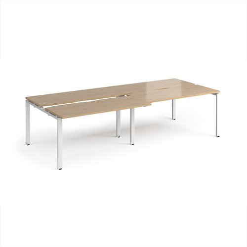 Adapt sliding top double back to back desks 2800mm x 1200mm - white frame, kendal oak top