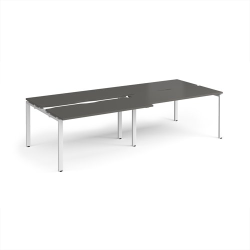 Adapt sliding top double back to back desks 2800mm x 1200mm - white frame, storm grey top