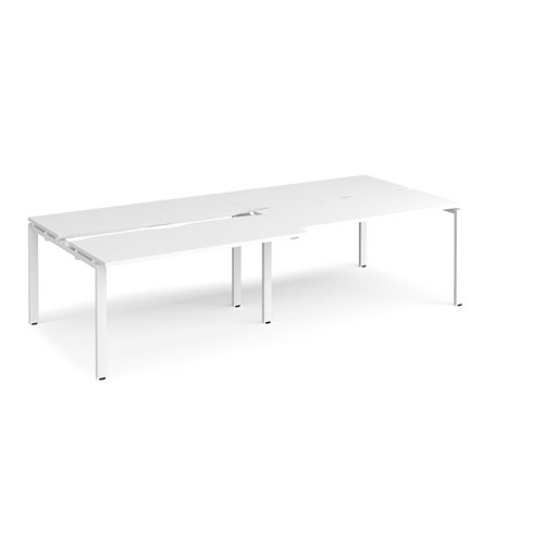 Adapt sliding top double back to back desks 2800mm x 1200mm - white frame, white top