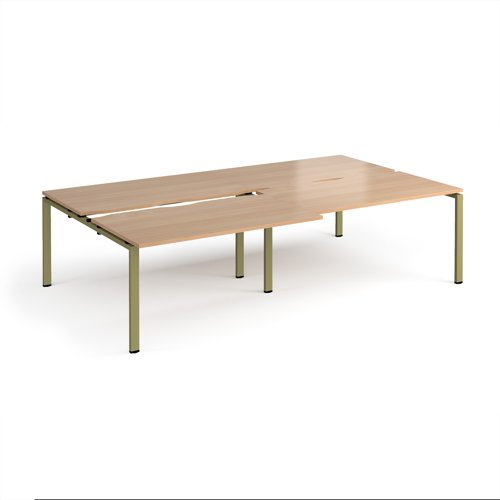 Adapt sliding top double back to back desks 2800mm x 1600mm - green frame, beech top