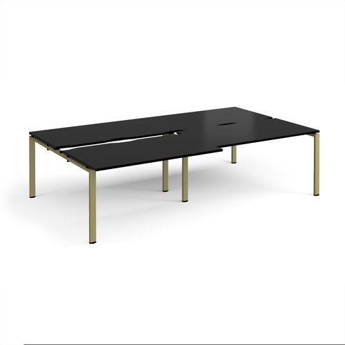 Adapt sliding top double back to back desks 2800mm x 1600mm - green frame, black top