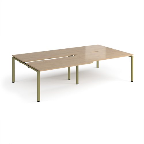 Adapt sliding top double back to back desks 2800mm x 1600mm - green frame, kendal oak top