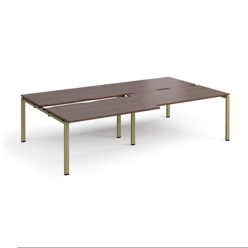 Adapt sliding top double back to back desks 2800mm x 1600mm - green frame, walnut top
