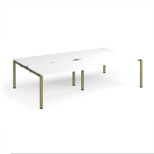 Adapt sliding top double back to back desks 2800mm x 1600mm - green frame, white top