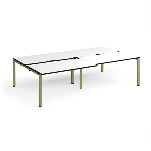 Adapt sliding top double back to back desks 2800mm x 1600mm - green frame, white top, black edge