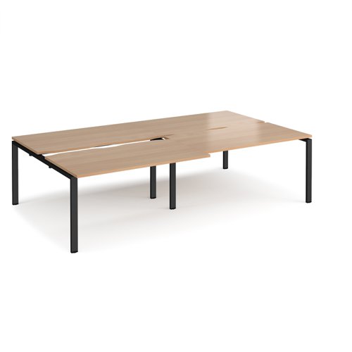 Adapt sliding top double back to back desks 2800mm x 1600mm - black frame, beech top