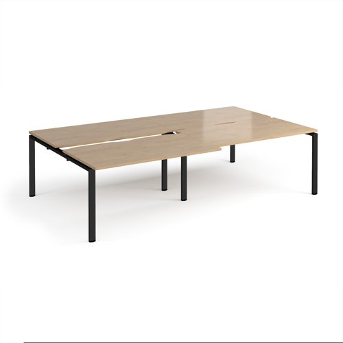 Adapt sliding top double back to back desks 2800mm x 1600mm - black frame, kendal oak top