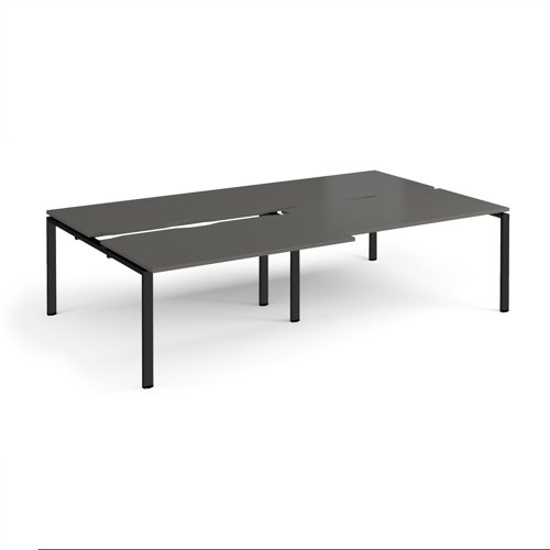 Adapt sliding top double back to back desks 2800mm x 1600mm - black frame, storm grey top