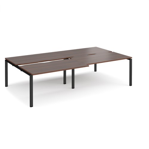 Adapt sliding top double back to back desks 2800mm x 1600mm - black frame, walnut top