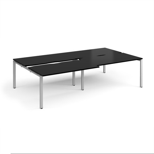 Adapt sliding top double back to back desks 2800mm x 1600mm - silver frame, black top