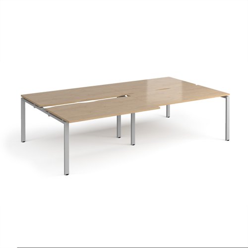 Adapt sliding top double back to back desks 2800mm x 1600mm - silver frame, kendal oak top
