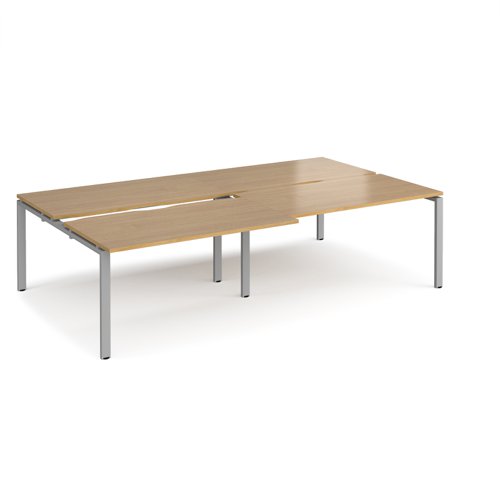 Adapt sliding top double back to back desks 2800mm x 1600mm - silver frame, oak top