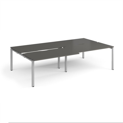 Adapt sliding top double back to back desks 2800mm x 1600mm - silver frame, storm grey top