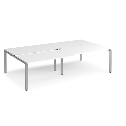 Adapt sliding top double back to back desks 2800mm x 1600mm - silver frame, white top