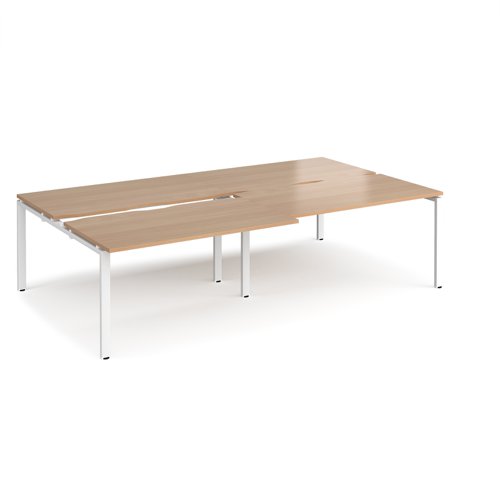 Adapt sliding top double back to back desks 2800mm x 1600mm - white frame, beech top