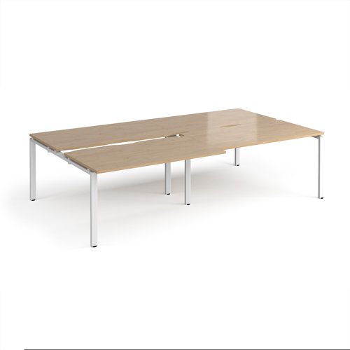 Adapt sliding top double back to back desks 2800mm x 1600mm - white frame, kendal oak top