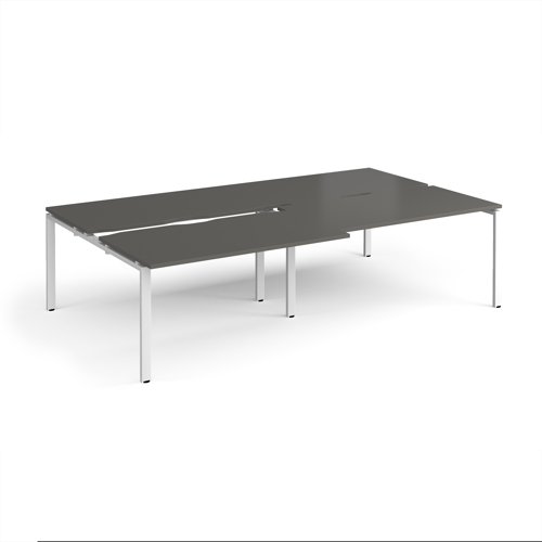 Adapt sliding top double back to back desks 2800mm x 1600mm - white frame, storm grey top