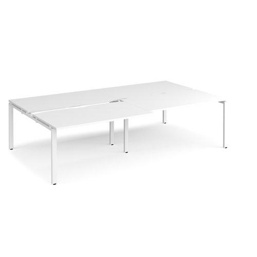 Adapt sliding top double back to back desks 2800mm x 1600mm - white frame, white top