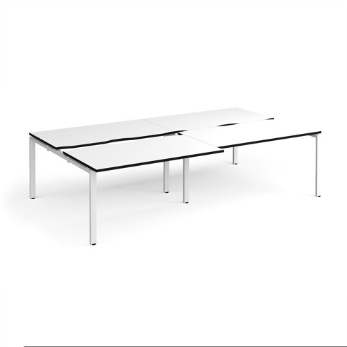 Adapt sliding top double back to back desks 2800mm x 1600mm - white frame, white top, black edge