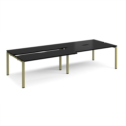 Adapt sliding top double back to back desks 3200mm x 1200mm - green frame, black top