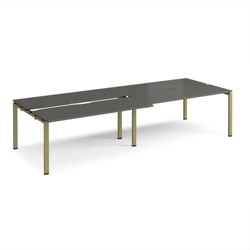 Adapt sliding top double back to back desks 3200mm x 1200mm - green frame, storm grey top