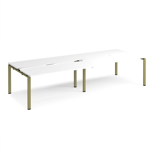 Adapt sliding top double back to back desks 3200mm x 1200mm - green frame, white top