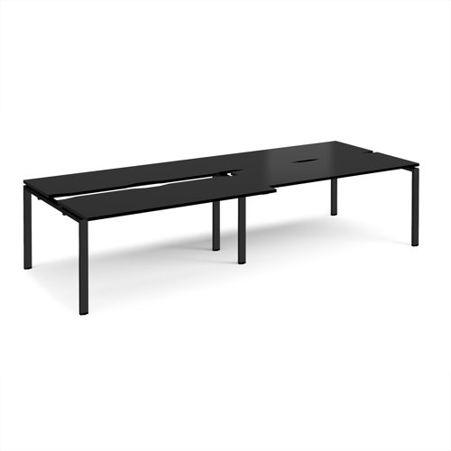 Adapt sliding top double back to back desks 3200mm x 1200mm - black frame, black top