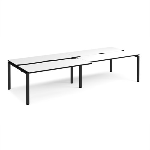 Adapt sliding top double back to back desks 3200mm x 1200mm - black frame, white top, black edge