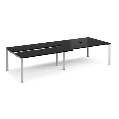 Adapt sliding top double back to back desks 3200mm x 1200mm - silver frame, black top