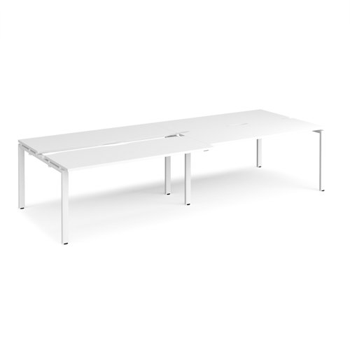 Adapt sliding top double back to back desks 3200mm x 1200mm - white frame, white top