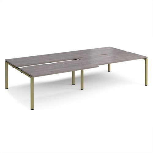 Adapt sliding top double back to back desks 3200mm x 1600mm - green frame, grey oak top