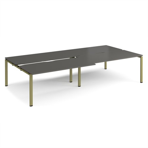 Adapt sliding top double back to back desks 3200mm x 1600mm - green frame, storm grey top