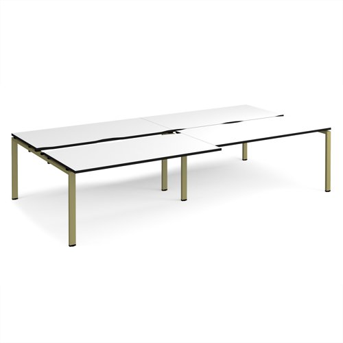 Adapt sliding top double back to back desks 3200mm x 1600mm - green frame, white top, black edge