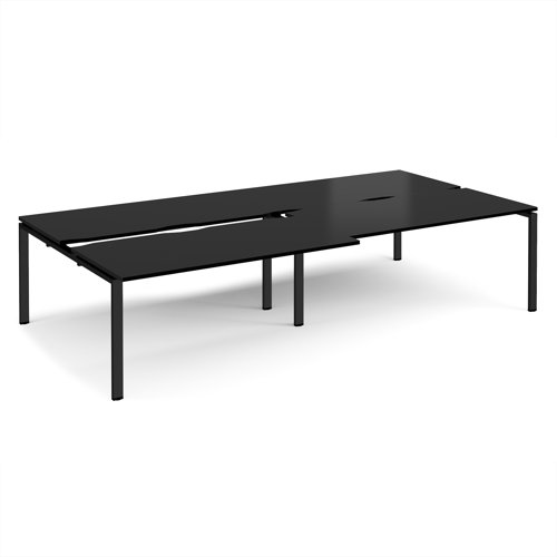 Adapt sliding top double back to back desks 3200mm x 1600mm - black frame, black top