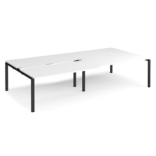 Adapt sliding top double back to back desks 3200mm x 1600mm - black frame, white top