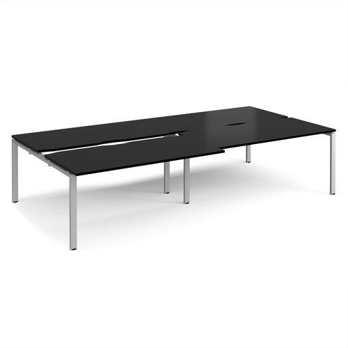 Adapt sliding top double back to back desks 3200mm x 1600mm - silver frame, black top