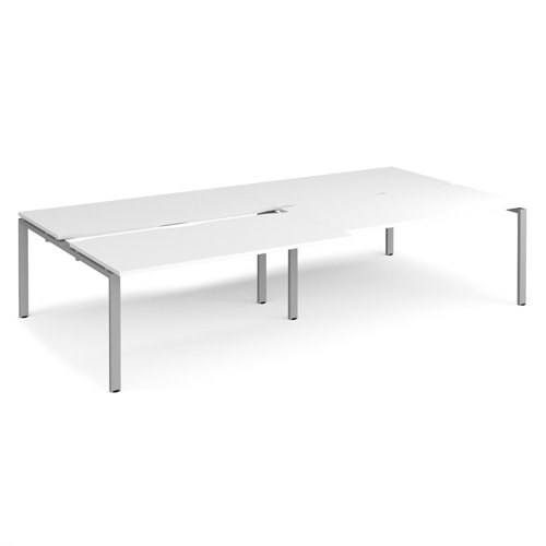 Adapt sliding top double back to back desks 3200mm x 1600mm - silver frame, white top